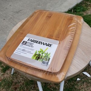 NEW set of 2 bamboo cutting boards board kitchen cooking supplies Farber…